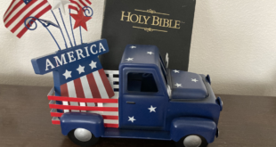 Patriotic Truck with flags and Bible