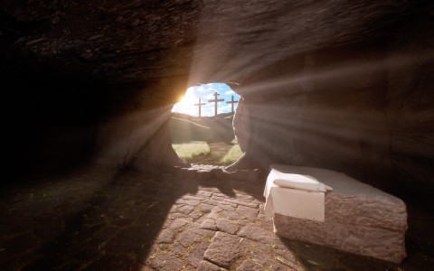 Christ's resurrection - empty cross, empty tomb