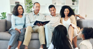 Christian Family learning and teaching the Bible