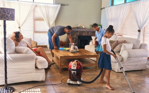 Children helping with Family Chores